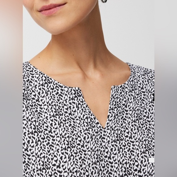 NEW Chico's Glam Geo Mixed-Print Contrasting Leopard Print Popover Top Size 3 - Picture 10 of 16